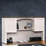 Sauder Harbor View Hutch for Corner Desk, Antiqued White