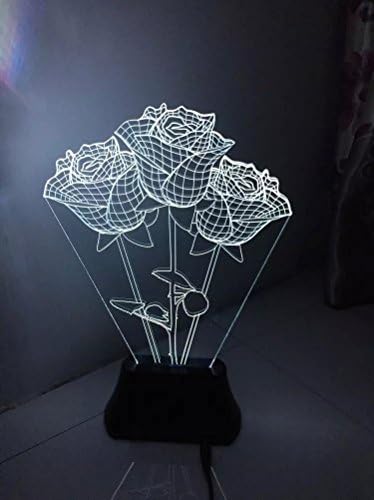 3D LOVE theme illusion lamp creative lamp night light table lamp decorated lamp (converted seven kinds of light color) Rose Collection 1