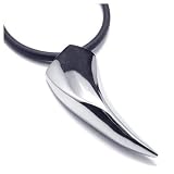 Stainless Steel Silver Wolf Canine Tooth Pendant Necklace