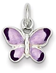 Sterling Silver Rhod Enameled Purple Butterfly