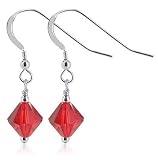 8 MM Siam Swarovski Crystal Bicon Sterling Silver French Ear Wire Hook Drop Earrings