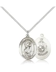 St. Christopher Marines Medal, Sterling Silver, Medium, Dime Size