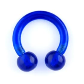 One Acrylic Circular Barbell: 10g 1/2" UV Blue, Acrylic Balls: 6mm