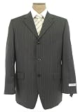 Jones NY Mens 3 Button Charcoal Gray Pinstripe Wool Suit - Size 40S