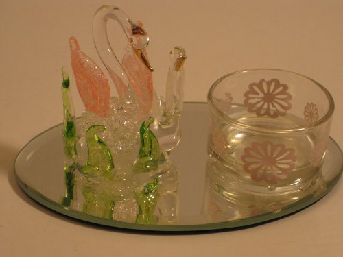 24kt Gold Plated Spun Glass Figurine/Candle Holder Swan
