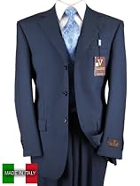 Valenti 150's Wool Hand Tailored in Italy Mens Suits Jacket and Pants French Navy Blue