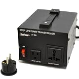 LiteFuze LT-300 300 Watt Heavy Duty Voltage Converter Transformer - Step Up/Down 110/120/220/240V - Fully Grounded Cord (Free Euro Plug) - Patented Universal Output Socket
