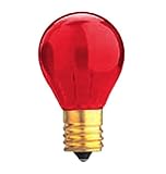 Bulbrite 702710 - 10S11TR - Transparent Red 10 Watt S11 Light Bulb, 130 Volt Long Life, Intermediate Base