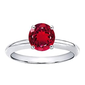 1.60 cttw Created Ruby Solitaire Engagement Ring - 14kt White or Yellow Gold by Finejewelers