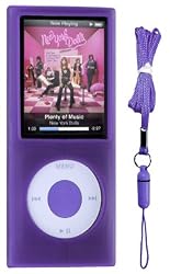 Purple Color Apple iPod nano 4G (4th Generation) 8GB/ 16GB Silicone Skin Case with Black Armband & Purple Color Lanyard
