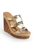 Cutout Metallic Wooden Wedge Sandals