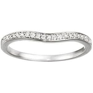 0.11 crt Cubic Zirconia Mounted In Sterling Silver. Dainty Curved Tracer Band.