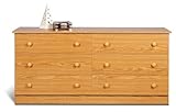 IMAGE OF Casual Style Oak Finish 6 Drawer Storage Dresser