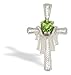 Jewelry : 14K White Gold Genuine Heart Peridot and Diamond Cross Pendant