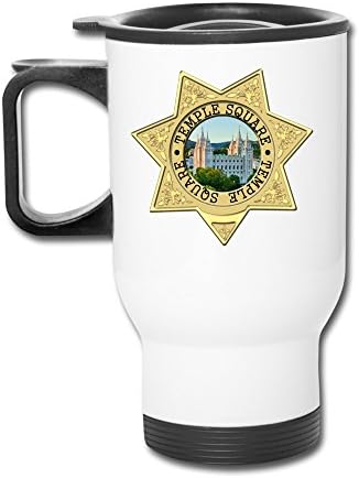 Superior Temple Square Badge Travel Mugs With Handle White Drink Bottle With Easy Clean Lid