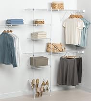 Rubbermaid 3D05 FastTrack FreeSlide 5-to-10-Foot Expandable Wardrobe Organizer with Shoe Organizer, White