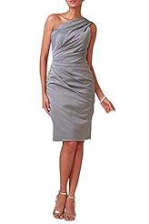 Satin One Shoulder Beaded Applique Sheath Cocktail Evening Dress/Prom Dress/Party Dress/Wedding Dress 