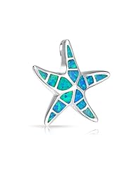 Bling Jewelry Blue Opal Nautical Starfish Pendant Hawaiian Jewelry 925 Sterling