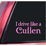 I drive like a Cullen Twilight Vinyl Decal Sticker - Pink