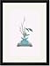 Black Framed/Matted Print 17x23, Shochikubai (Plum, Pine And Bamboo) in a Tsubo