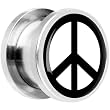 4 Gauge Steel White Black Peace Sign Screw Fit Plug