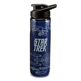Vandor 80110 Star Trek Enterprise 24-Ounce Stainless Steel Water Bottle, Navy/White
