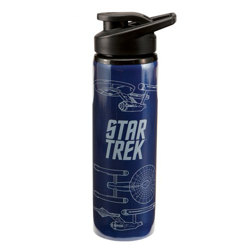 Vandor 80110 Star Trek Enterprise 24-Ounce Stainless Steel Water Bottle, Navy/White