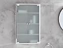Badmöbel Wandschrank Edelstahl Badschrank Hängeschrank 80x46,5 satin Glastür
