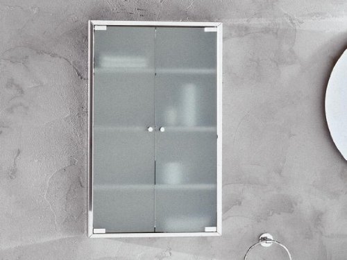 Bad Hängeschrank 80x47 Edelstahl Glastüren