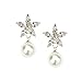 Tagoo Women's Alloy Glass Flower and Pearl Ball Drop Earrings
