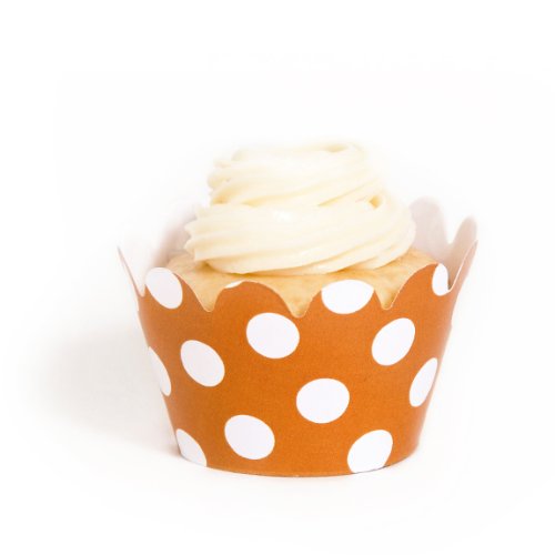 Dress My Cupcake Mini Orange Polka Dot Cupcake Wrappers, Set of 18