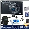 Canon Powershot S90 10MP Wide-angle 3.8x Optical Zoom Digital Camera Bundle w/ 8GB SD Memory, Card Reader, Case, LCD Protector and Lens Cleaning Kit