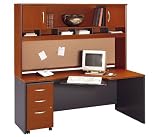Auburn Maple and Graphite Gray Corner Desk with Hutch Series C Auburn Maple Collection by Bush Offic