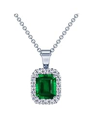 Platinum Emerald Cut Emerald And Round Diamond Pendant (GIA Certificate)