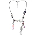 Rocker Tassel Necklace with Crossand Eiffel Tower Charms