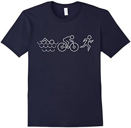 Men's Triathlete Swim Bike Run T-Shirt Triathlon Large Navy