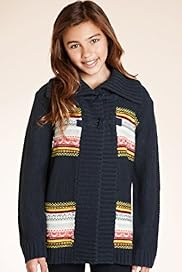 Large Collar Fair Isle Longline Cardigan