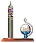 Chaney Instrument Galileo Thermometer with Glass Globe Barometer