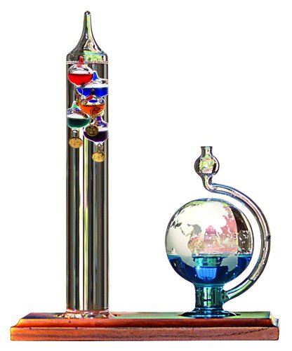 Chaney Instrument Galileo Thermometer w/ Glass Ball Barometer