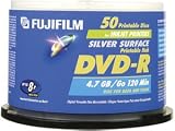 Fujifilm Media 25302468 DVD-R 4.7GB 120 Minutes Printable 16X Silver Surface Inkjet Hub Printable Storage Media - 50 Pack Spindle
