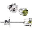 Sterling Silver 3mm Synthetic Peridot August Birthstone Stud Earrings