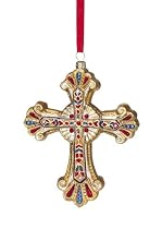 Reed & Barton Jeweled Cross Blown Glass Ornament