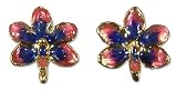 Natural orchid gold earrings, 'Beauty in Blue' 1 W 1 L