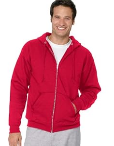 Hanes Men's Full Zip EcoSmart Fleece Hoodie, Deep Red, Large