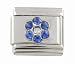 SilverBin Blue CZ Fancy Sparkle Flower Stainless Steel Italian Charm Link