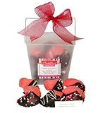 Gourmet Food : Belgian Dark Chocolate Dipped Valentines Fortune Cookies In White Container