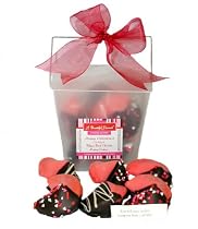 Belgian Dark Chocolate Dipped Valentines Fortune Cookies In White Container