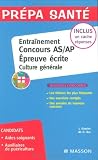Revue Masson  / Entraînement Epreuve écrite Concours AS/AP Culture générale