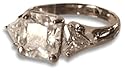 Silver AMR319672S Ladies Cubic Zirconia Princess Cut Trilogy Ring