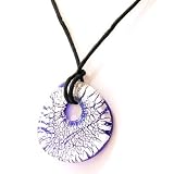 Review The Tribeca Gift Company  / Round Glass Pendant with Hole Crackled Effect Blue